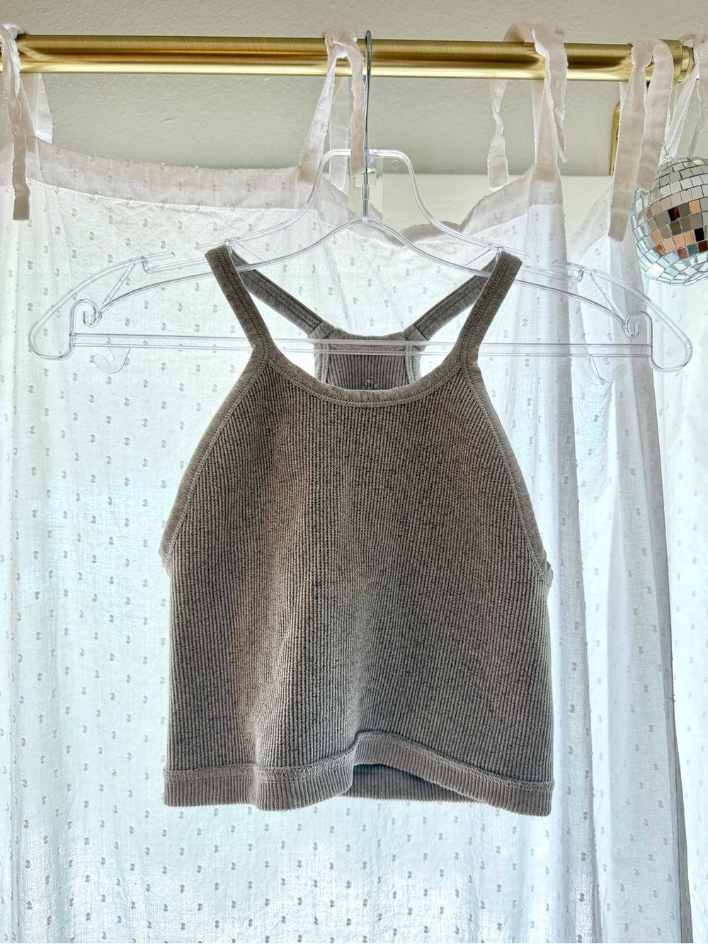 Free People Ribbed Knit Tank Top - Grey